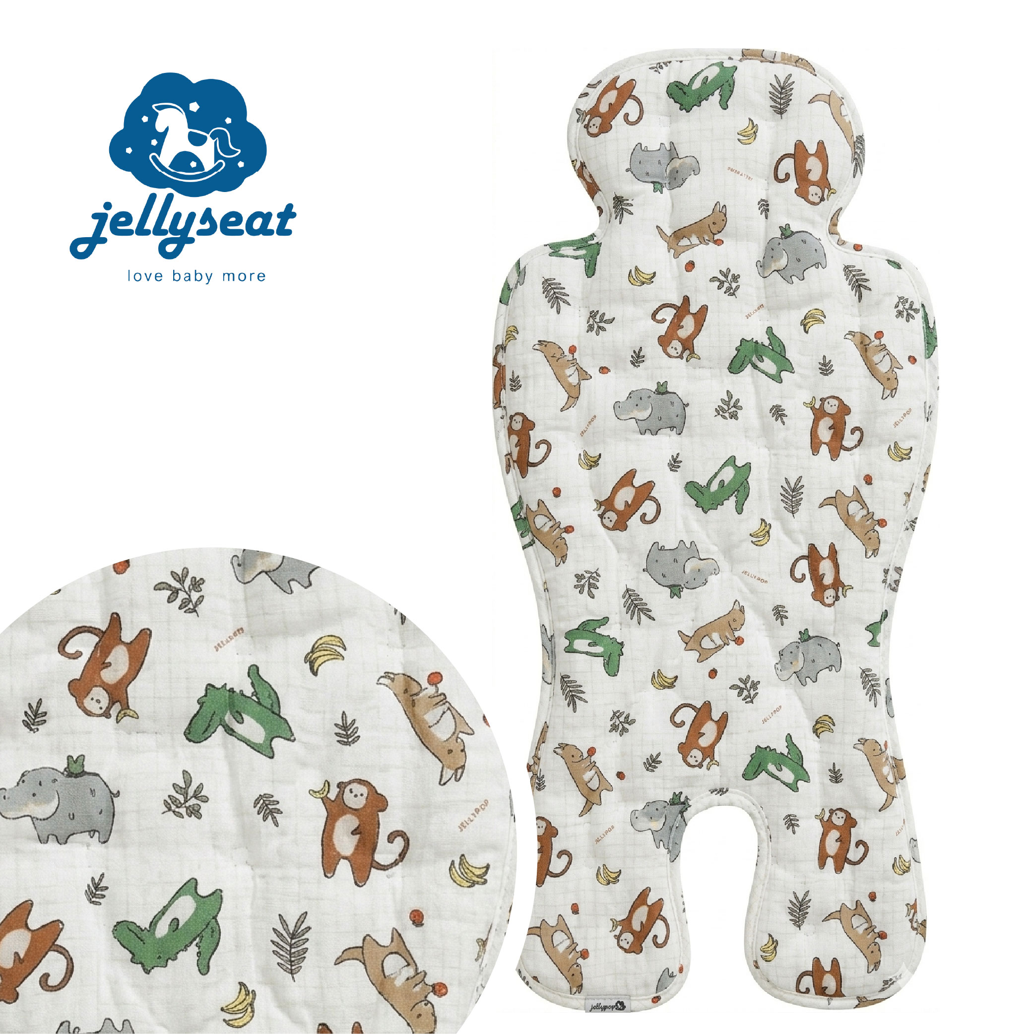 【韓國Jellyseat】 100%透心涼 韓國唯一獨家專利 果凍涼珠推車墊_動物派對