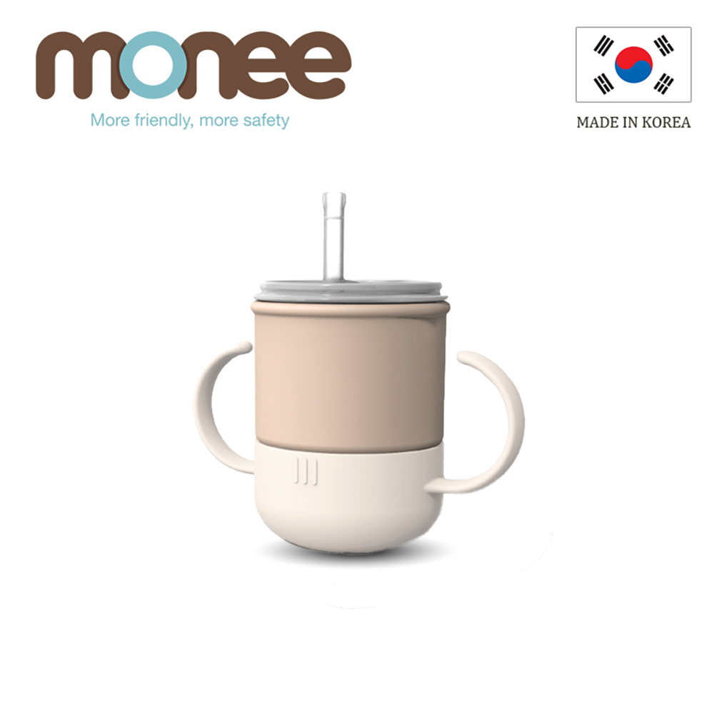 【韓國monee】100%白金矽膠學習水杯/奶茶棕