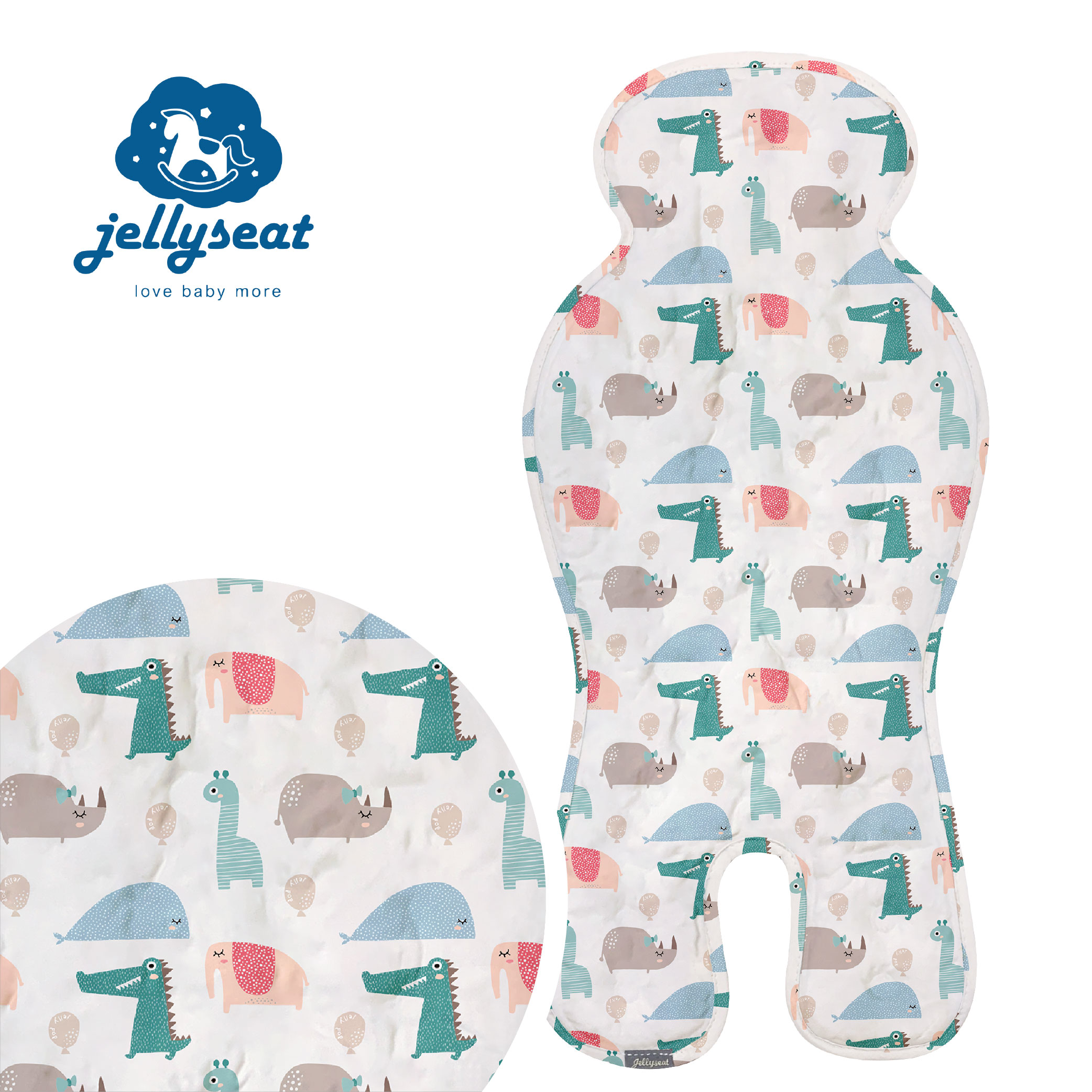 【韓國Jellyseat】 100%透心涼 韓國唯一獨家專利 果凍涼珠推車墊_奇幻森林