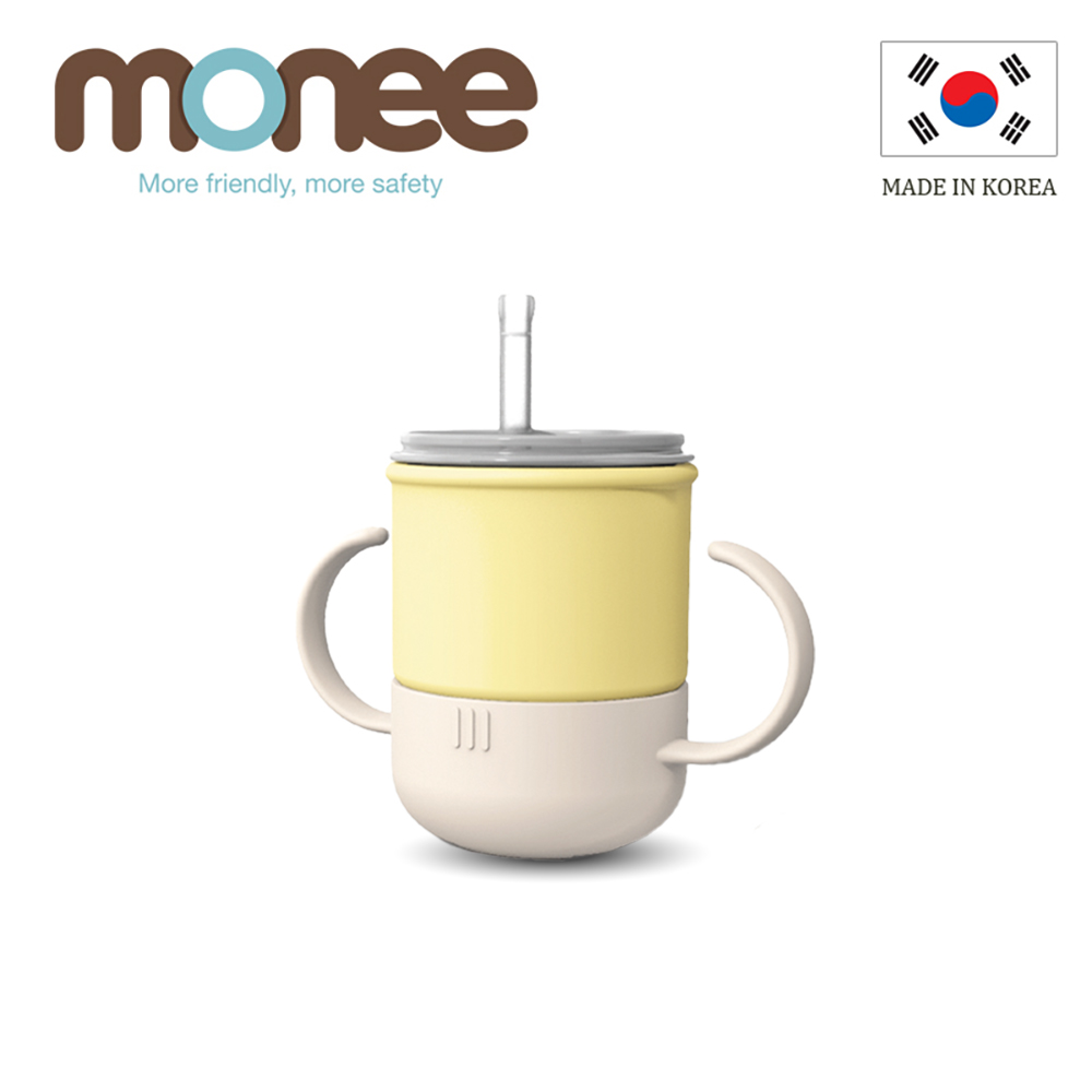 【韓國monee】100%白金矽膠學習水杯/檸檬黃