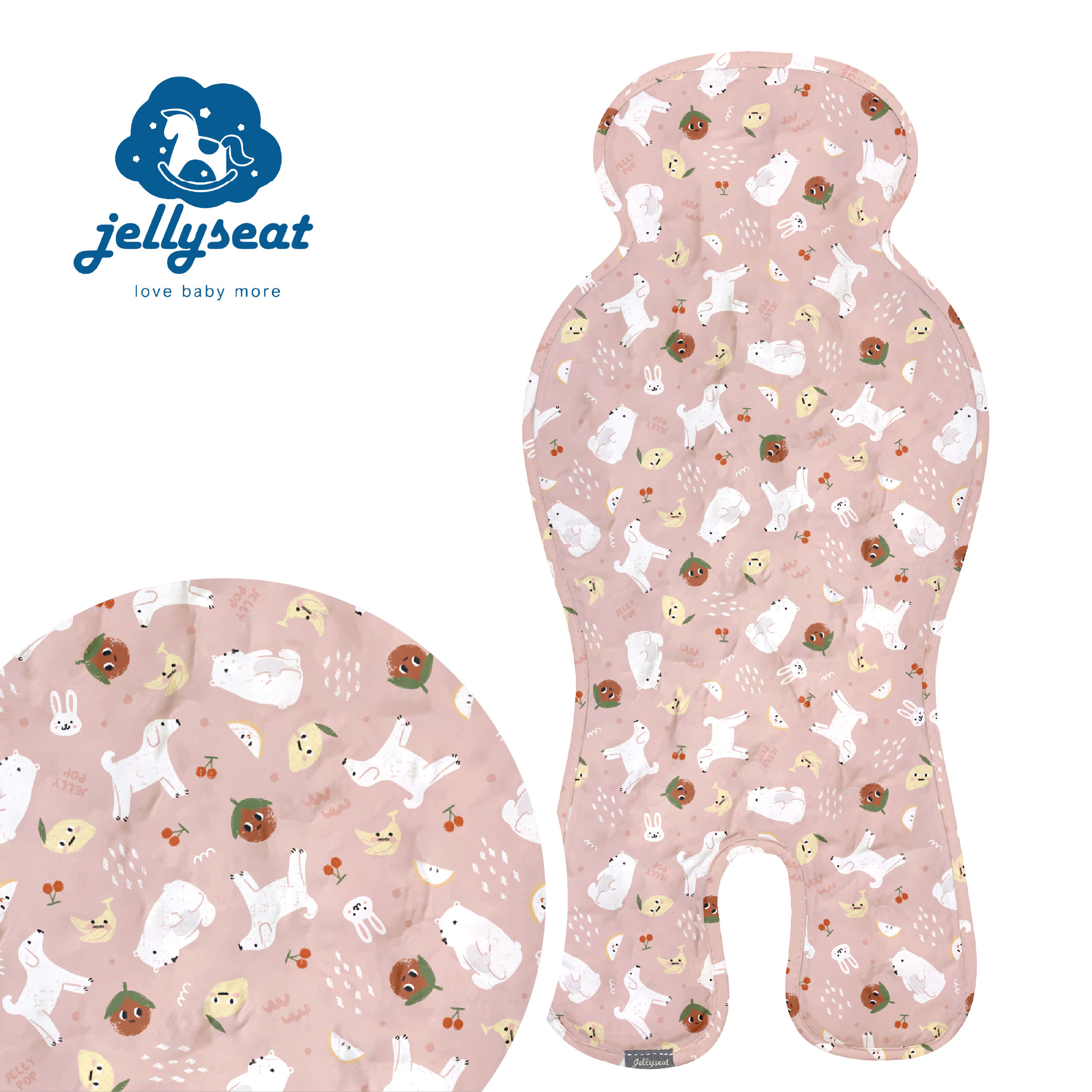 【韓國Jellyseat】 100%透心涼 韓國唯一獨家專利 果凍涼珠推車墊_粉樣森林